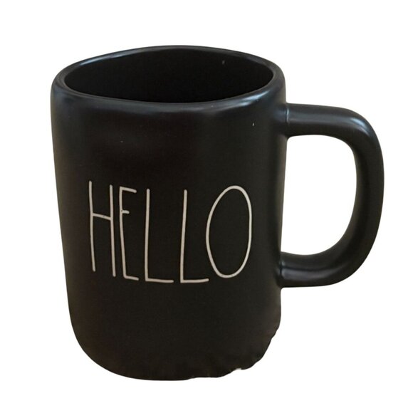 Rae Dunn 'HELLO' Artisan Collection by Magenta Matte Black  Mug 18 oz - Picture 1 of 5